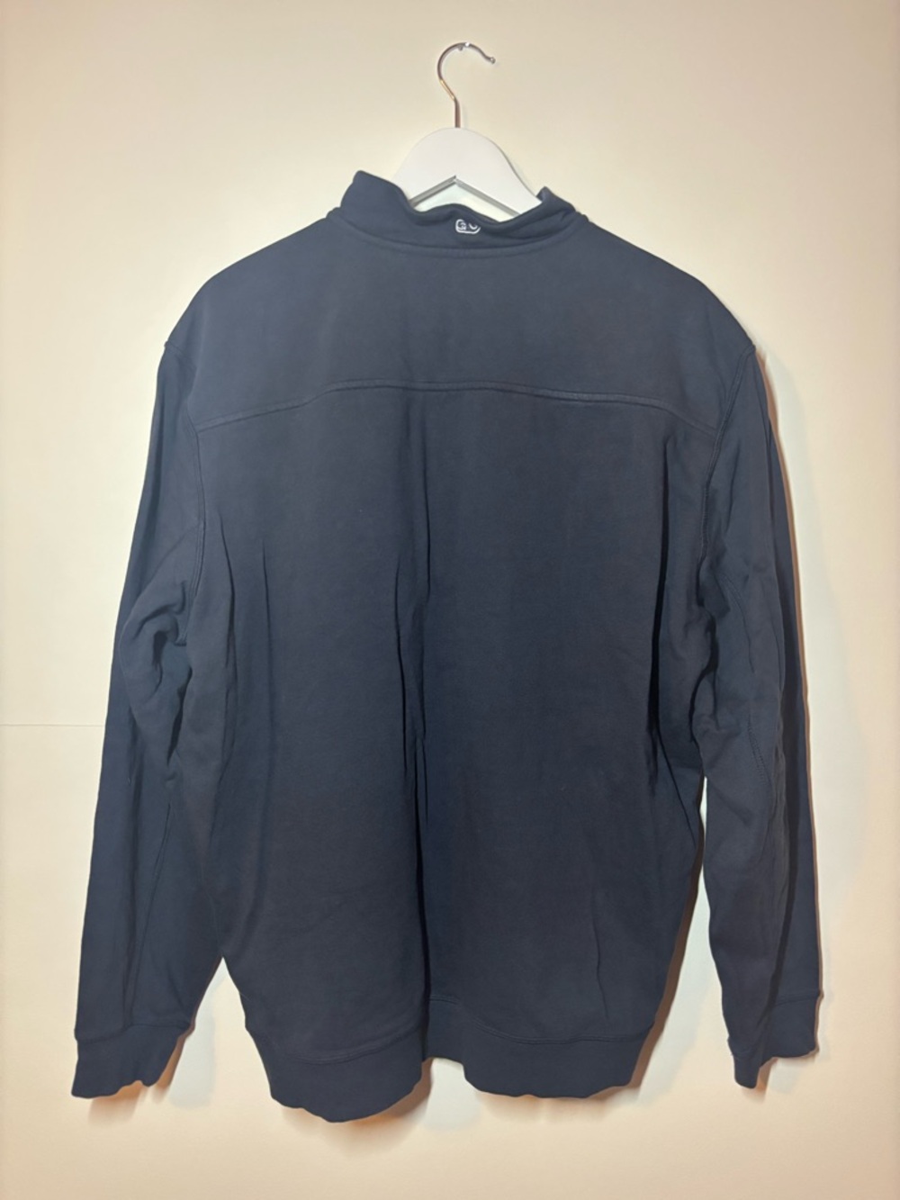 Vineyard Vines Collegiate Navy Quarter-Zip Sweatshirt with Teal Bison (NDSU) - Picture 2 of 5